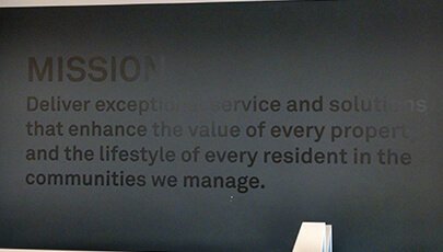 Frosted vinyl lettering close up