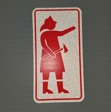 Night time view of reflective decal