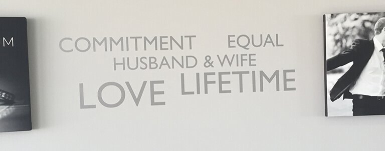 Wedding day custom vinyl lettering